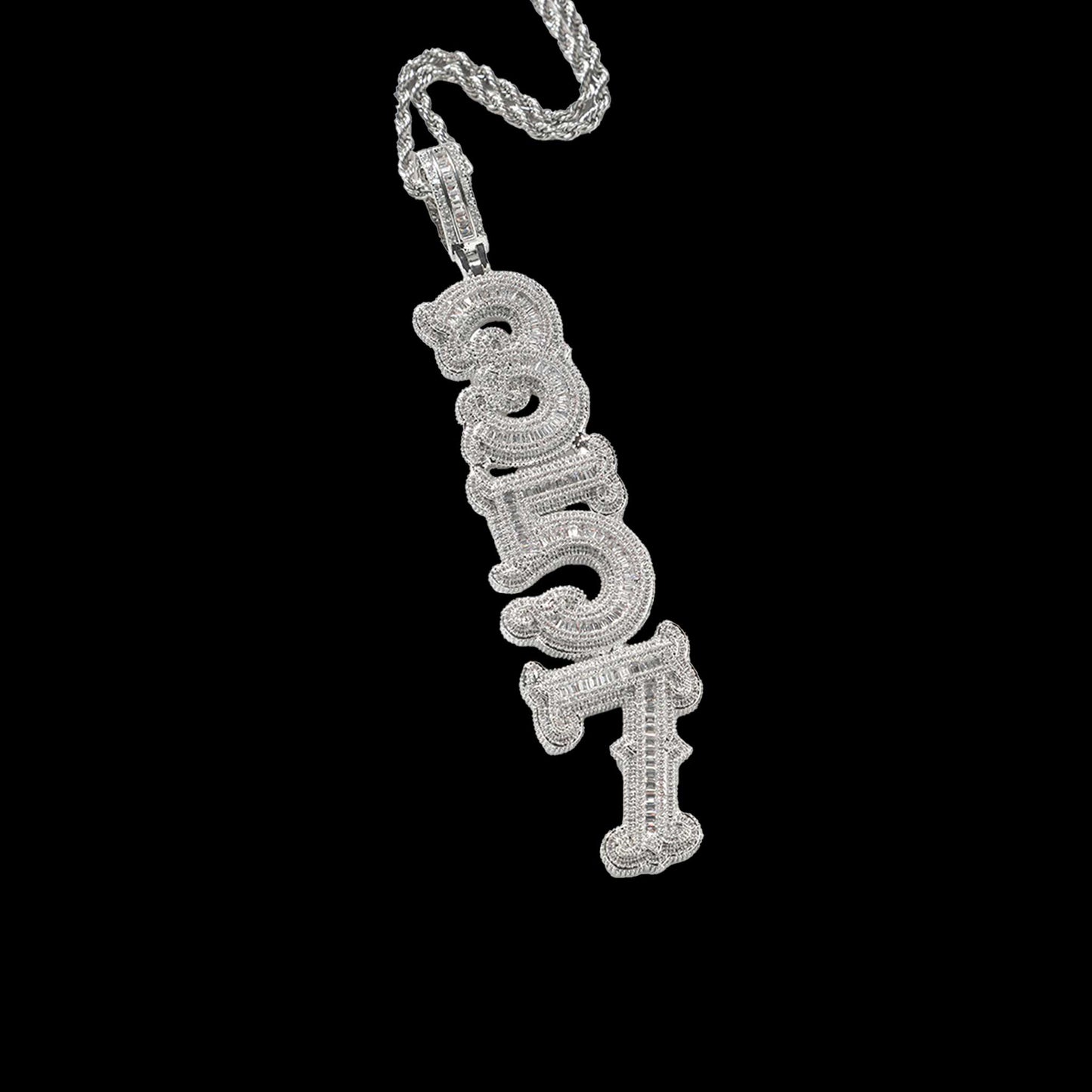 Upright Baguette Spiked Custom Letter Pendant
