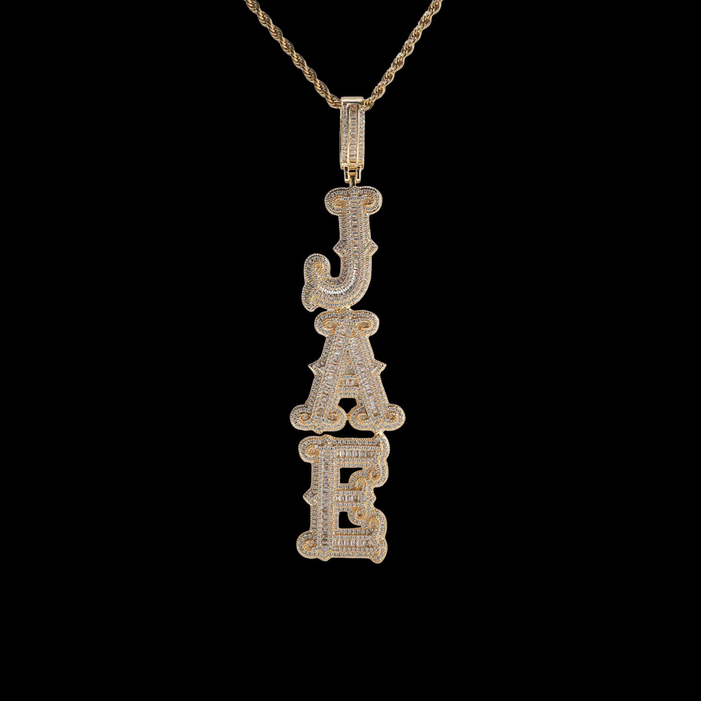 Upright Baguette Spiked Custom Letter Pendant