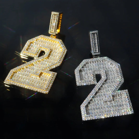 Baguette Cut Number Custom Pendant