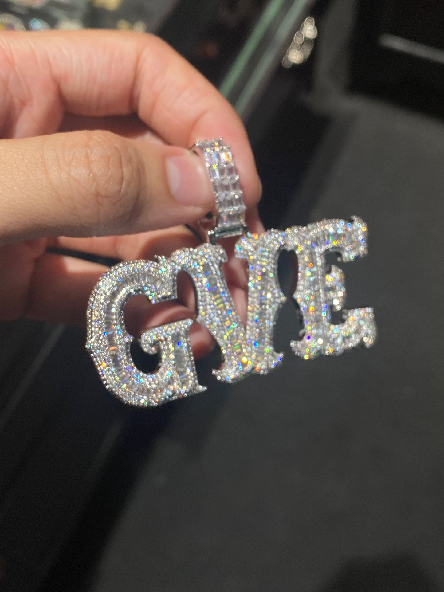 Baguette Spiked Letter Custom Pendant