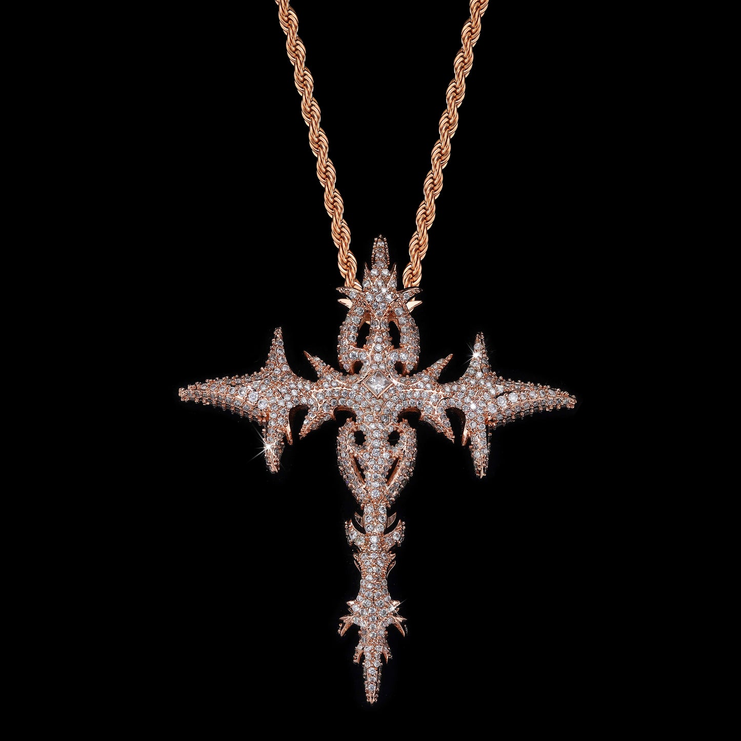 Mini Gothic Flame Cross Pendant