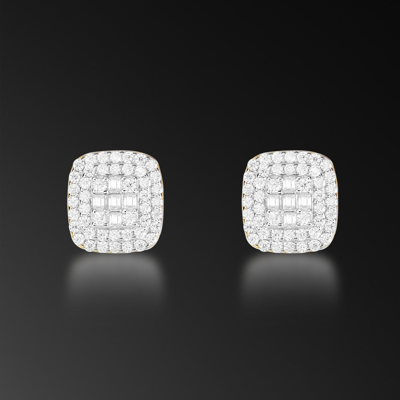 Moissanite Baguette Cross Square Stud Earring