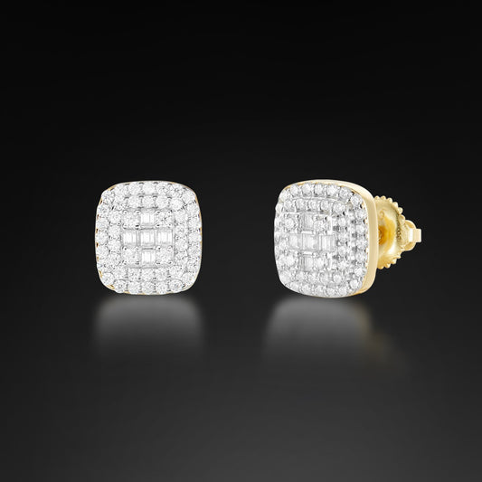 Moissanite Baguette Cross Square Stud Earring