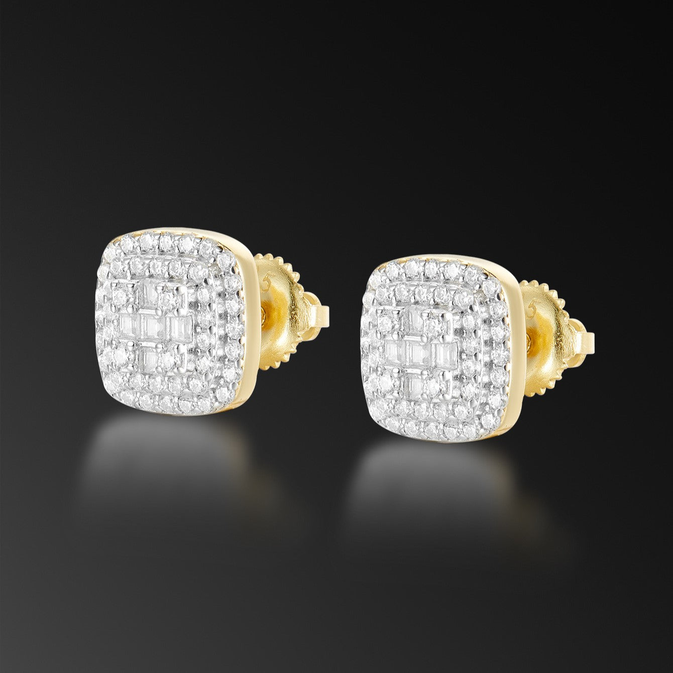 Moissanite Baguette Cross Square Stud Earring