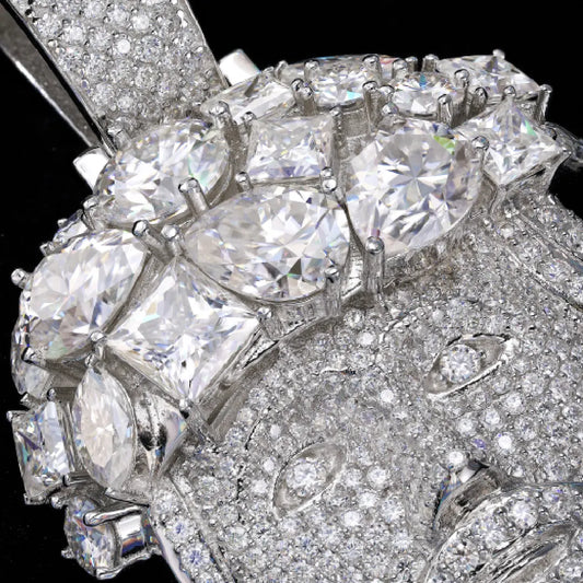 Muti Cut Gem Crown Jesus Moissanite Pendant