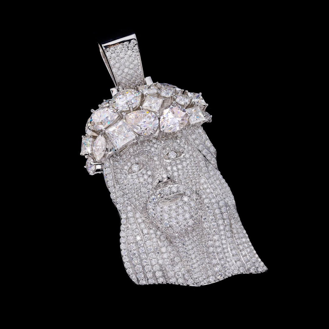 Muti Cut Gem Crown Jesus Moissanite Pendant