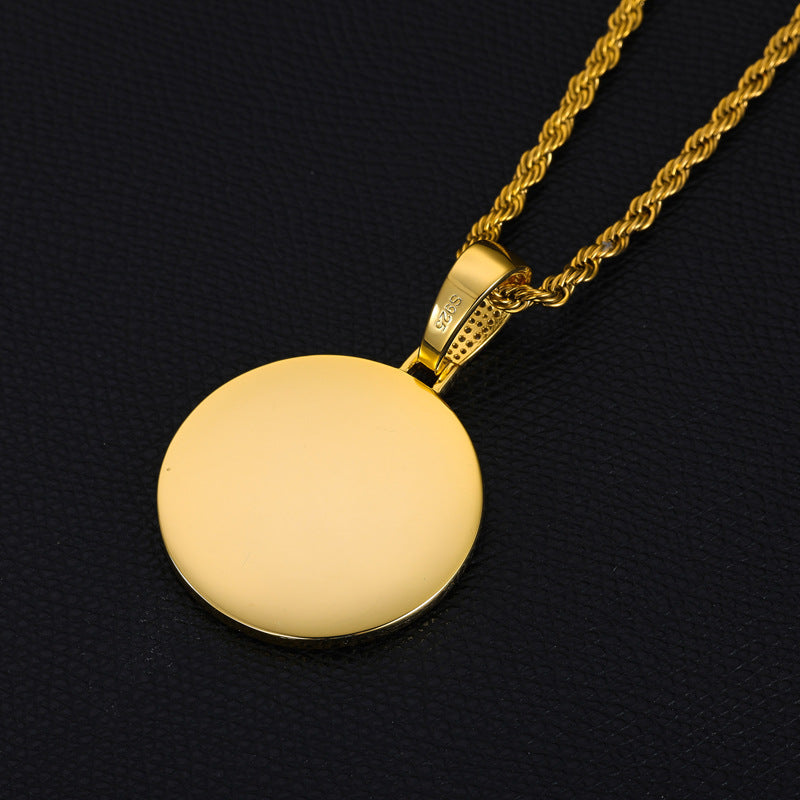 36MM Round Photo Custom Moissanite Pendant