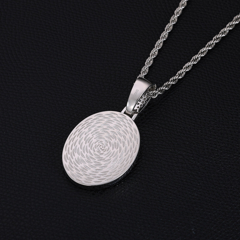 Oval Photo Custom Moissanite Pendant