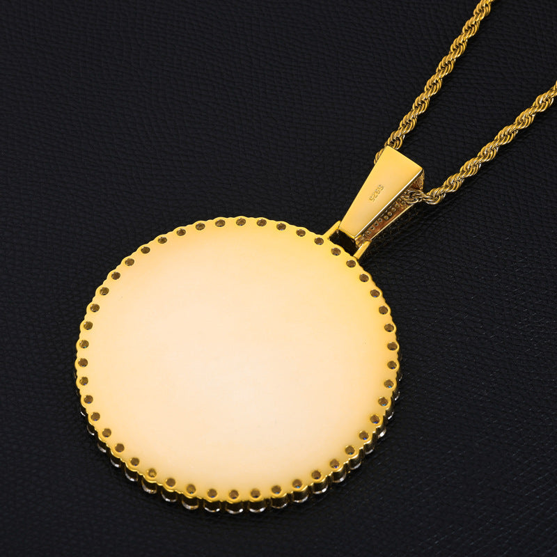 Big Round Photo Custom Moissanite Pendant