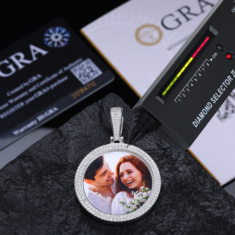 Double Row Photo Custom Moissanite Pendant