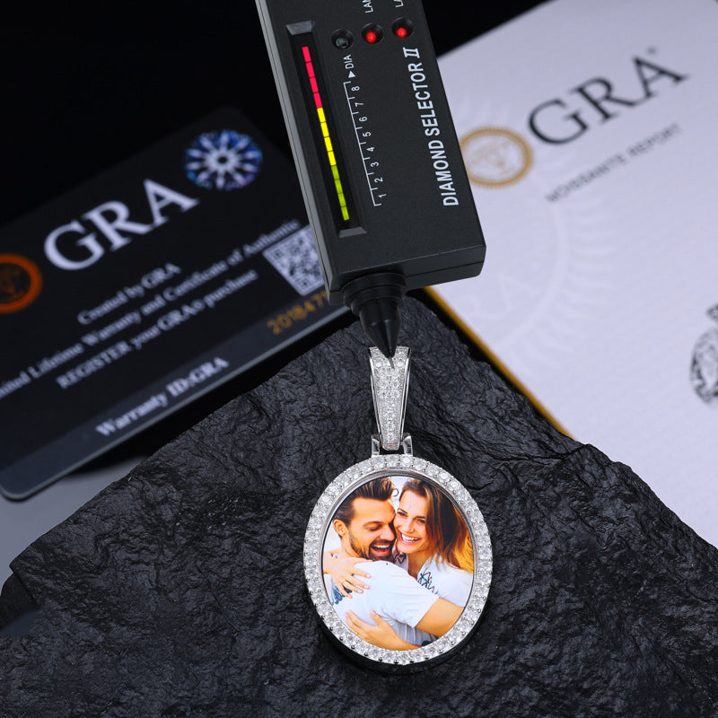 Oval Photo Custom Moissanite Pendant
