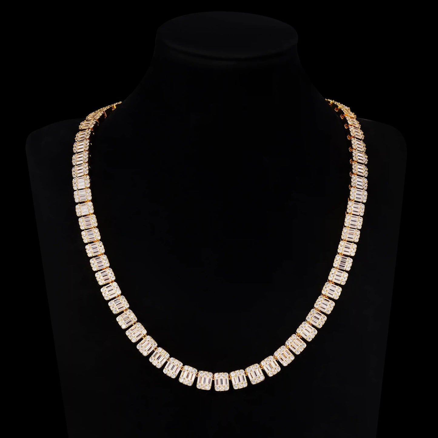 S925 Moissanite 9MM Baguette Tennis Chain