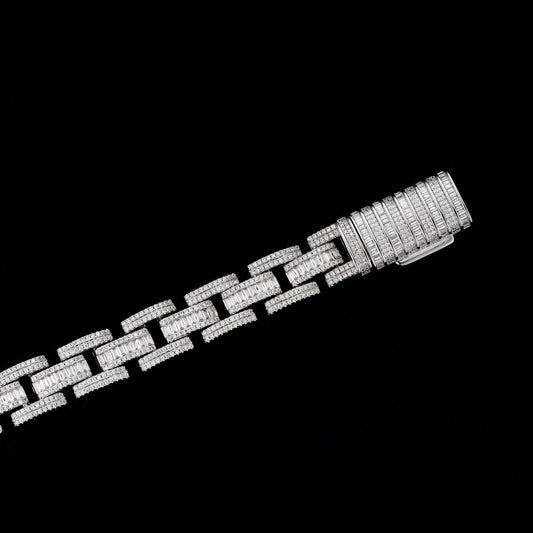 3 Row Baguette & Round Iced Bracelet
