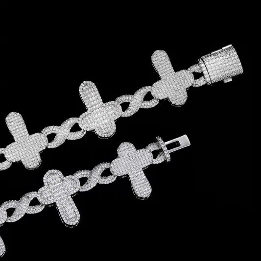 S925 Moissanite Cross Infinity Bracelet