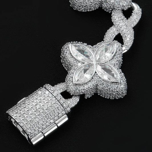 S925 Moissanite Pear Cut Flower Infinity Bracelet