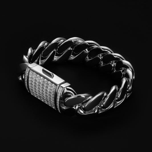 Moissanite Baguette Clasp Prong Miami Cuban Bracelet