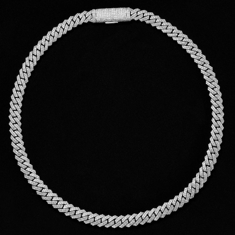 S925 Moissanite 12MM Prong Cuban Chain