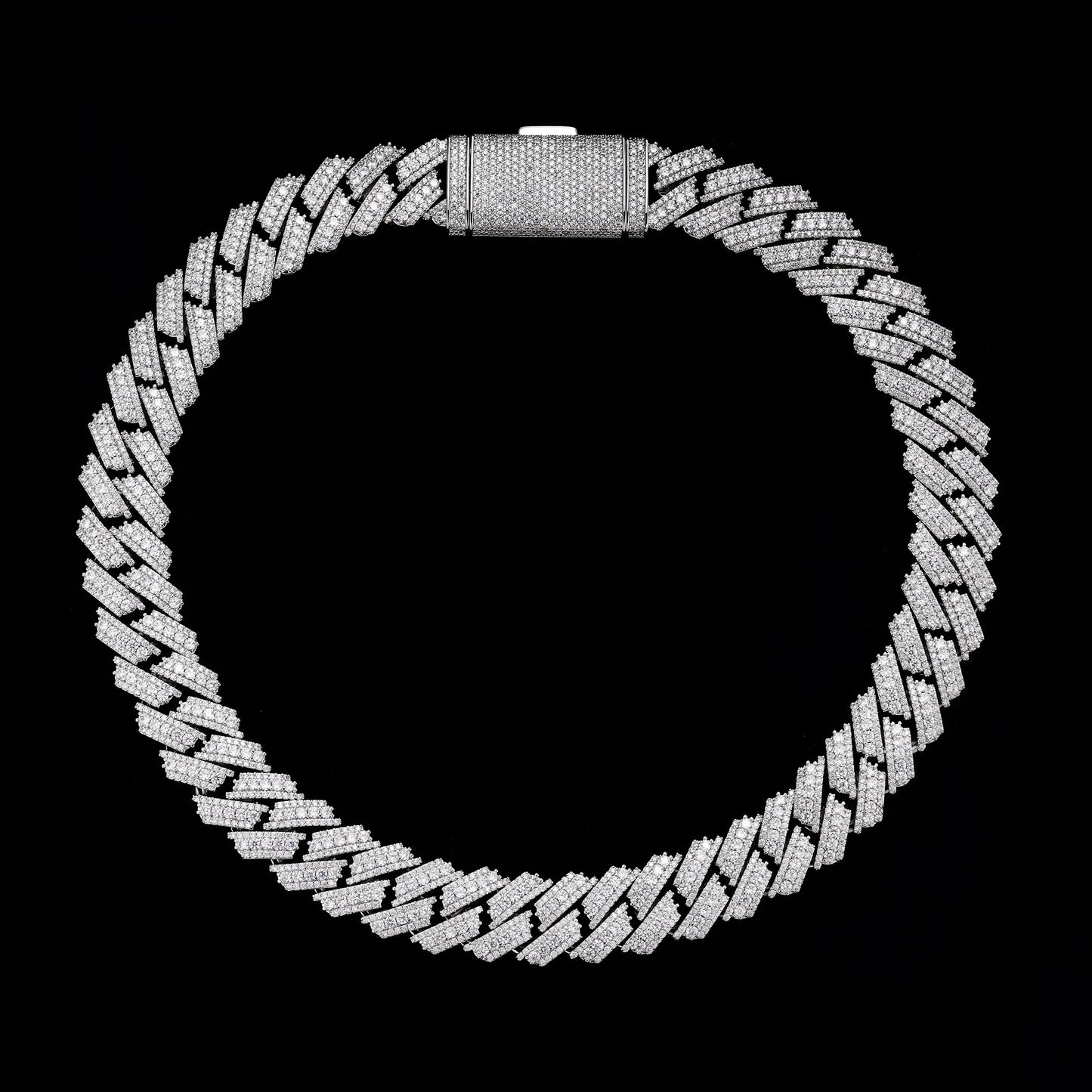 20MM Mixed Size Moissanite Prong Cuban Chain