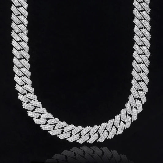 20MM Mixed Size Moissanite Prong Cuban Chain