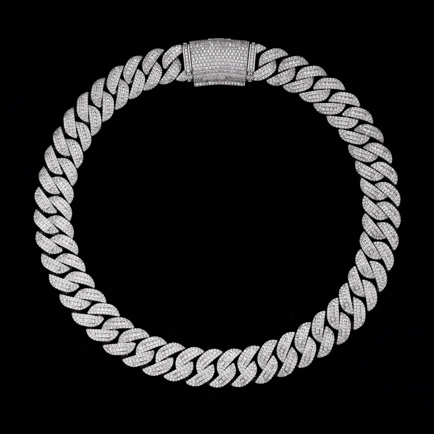 S925 Moissanite 18MM Princess Cut Cuban Chain