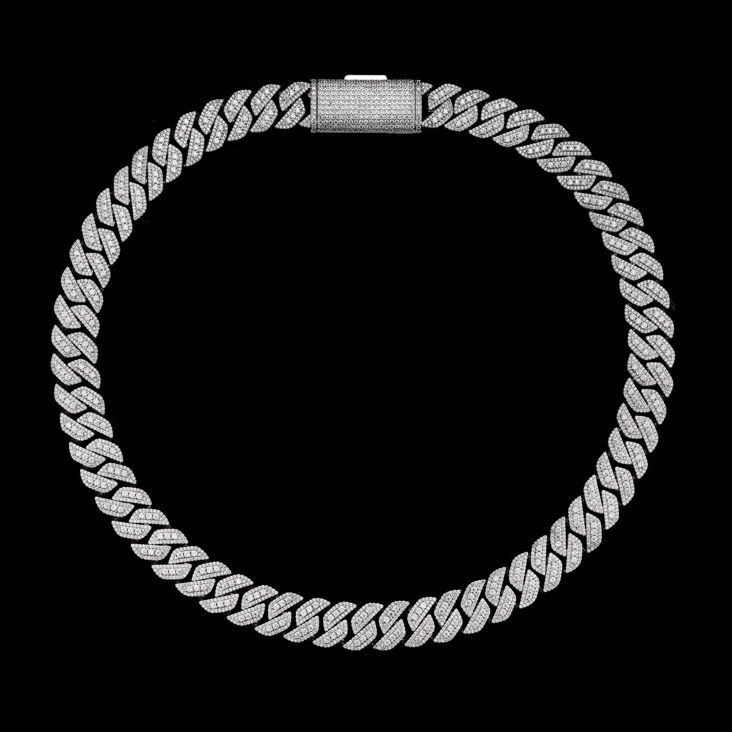 S925 Moissanite Halo Prong Cuban Chain