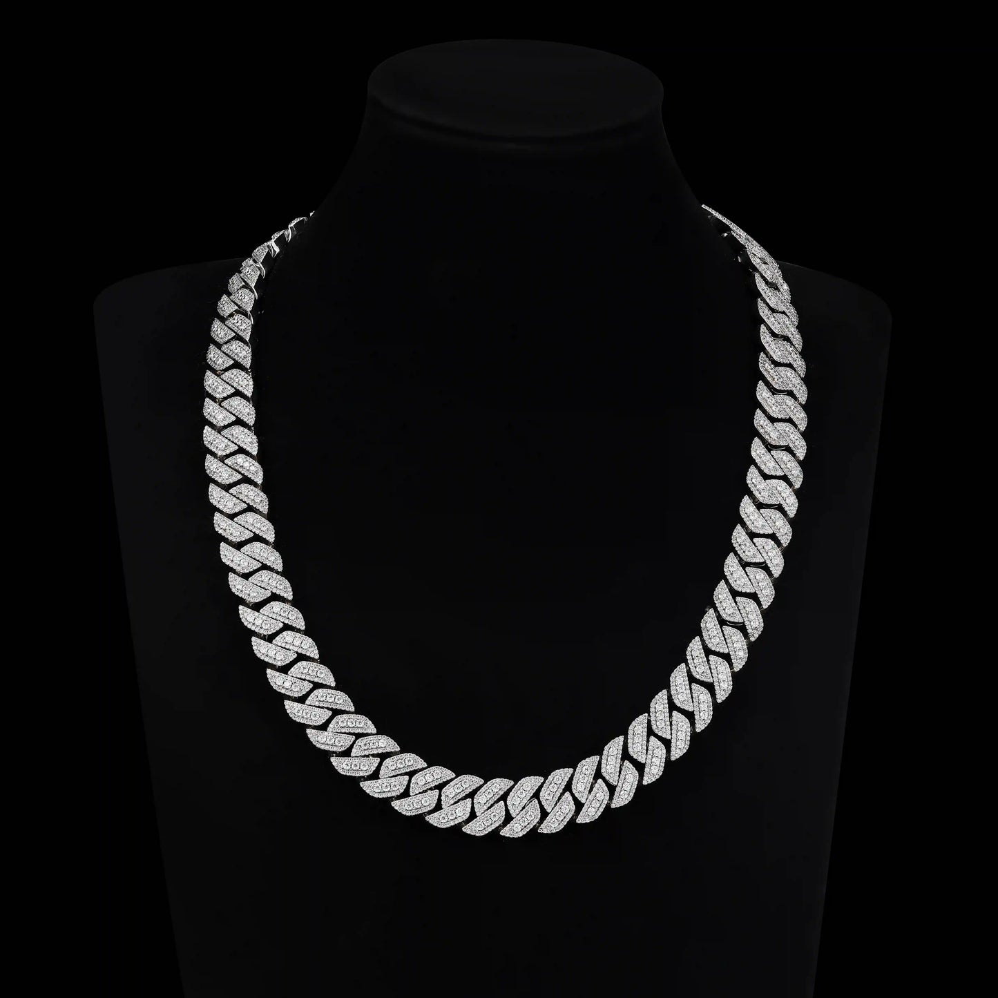 20MM Mixed Size Moissanite Prong Cuban Chain
