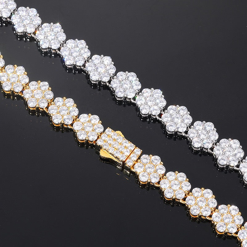S925 Moissanite 9MM Cluster Tennis Chain