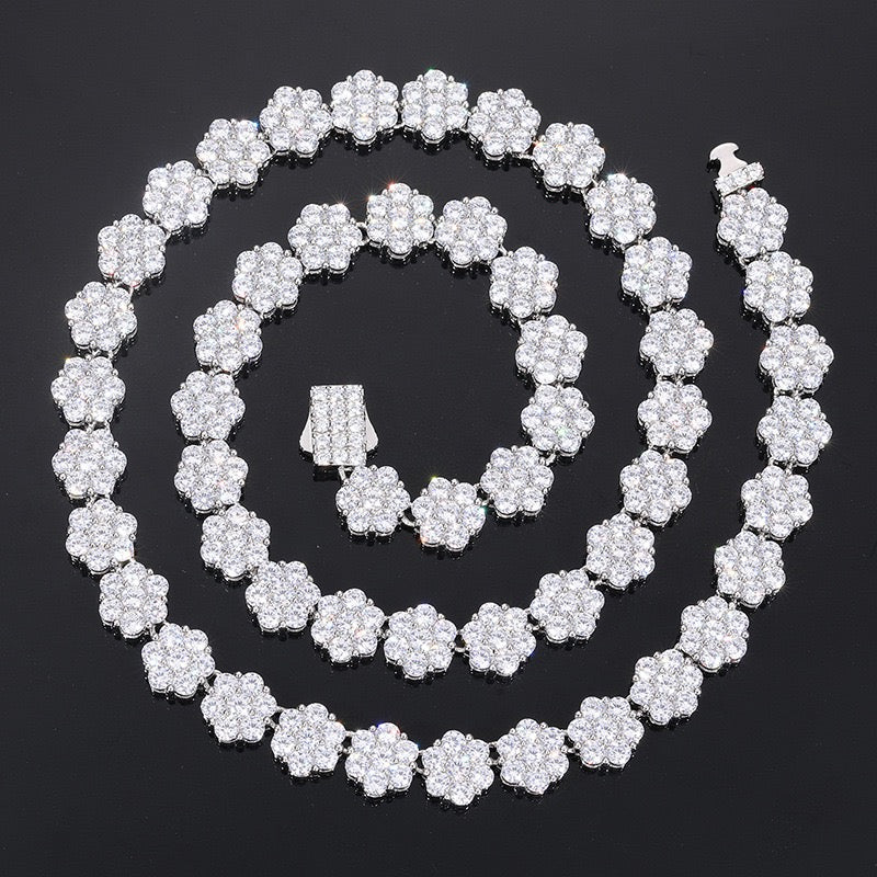 S925 Moissanite 9MM Cluster Tennis Chain