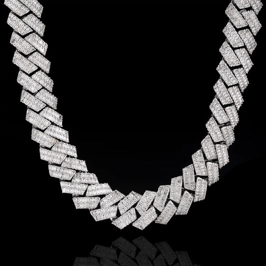 S925 Moissanite 16MM Baguette Cut Cuban Chain