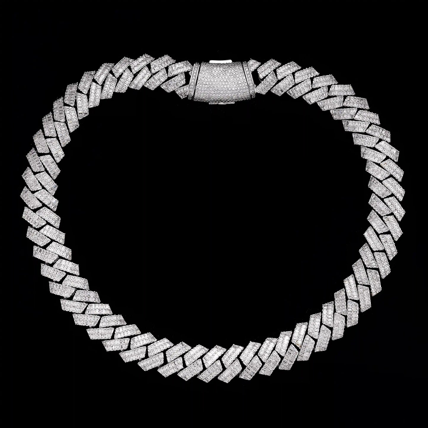 S925 Moissanite 16MM Baguette Cut Cuban Chain
