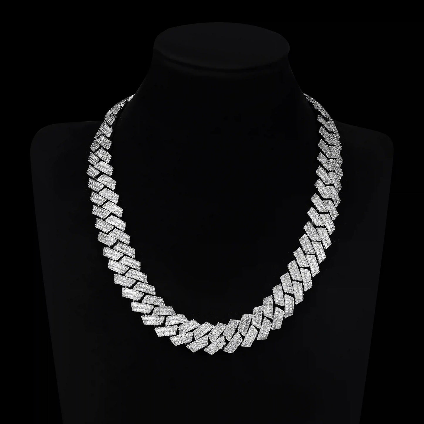 S925 Moissanite 16MM Baguette Cut Cuban Chain