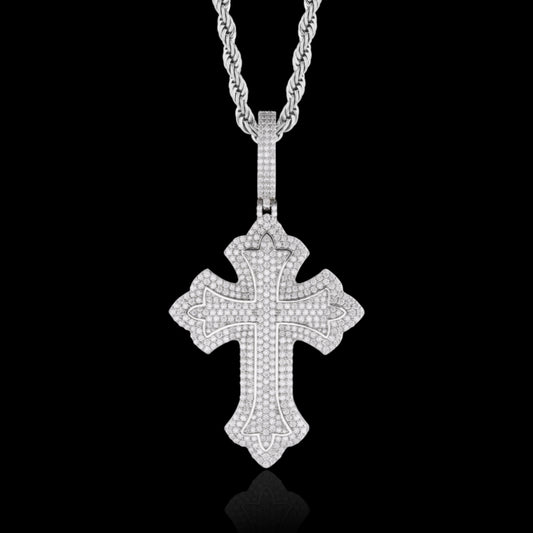 Iced Cluster Cross Pendant
