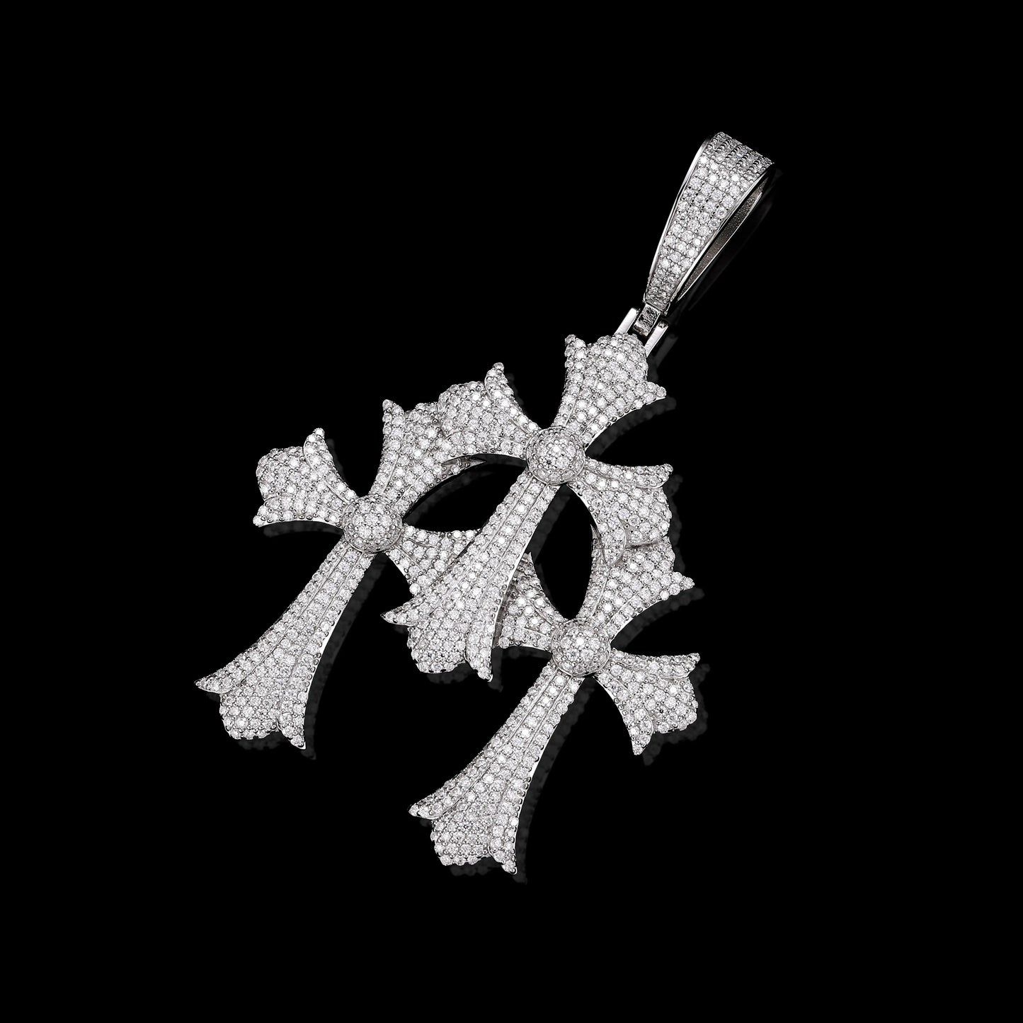 Iced Triple Cross pendant