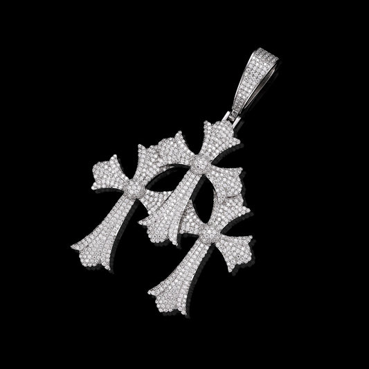 Iced Triple Cross pendant