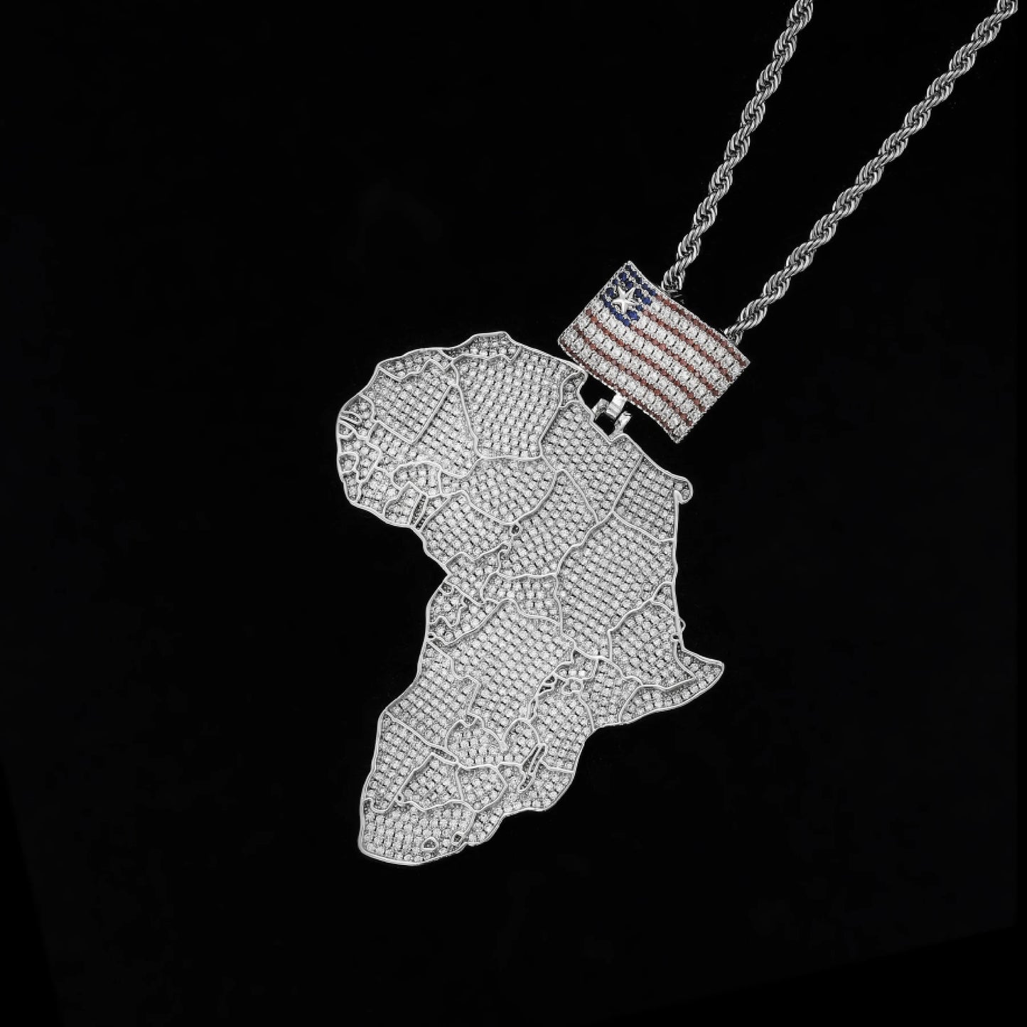 Iced Out Map Pendant