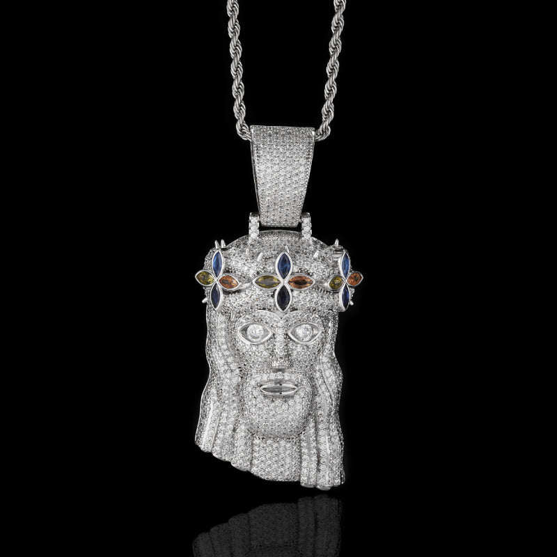 Iced Clover Crown Jesus Pendant