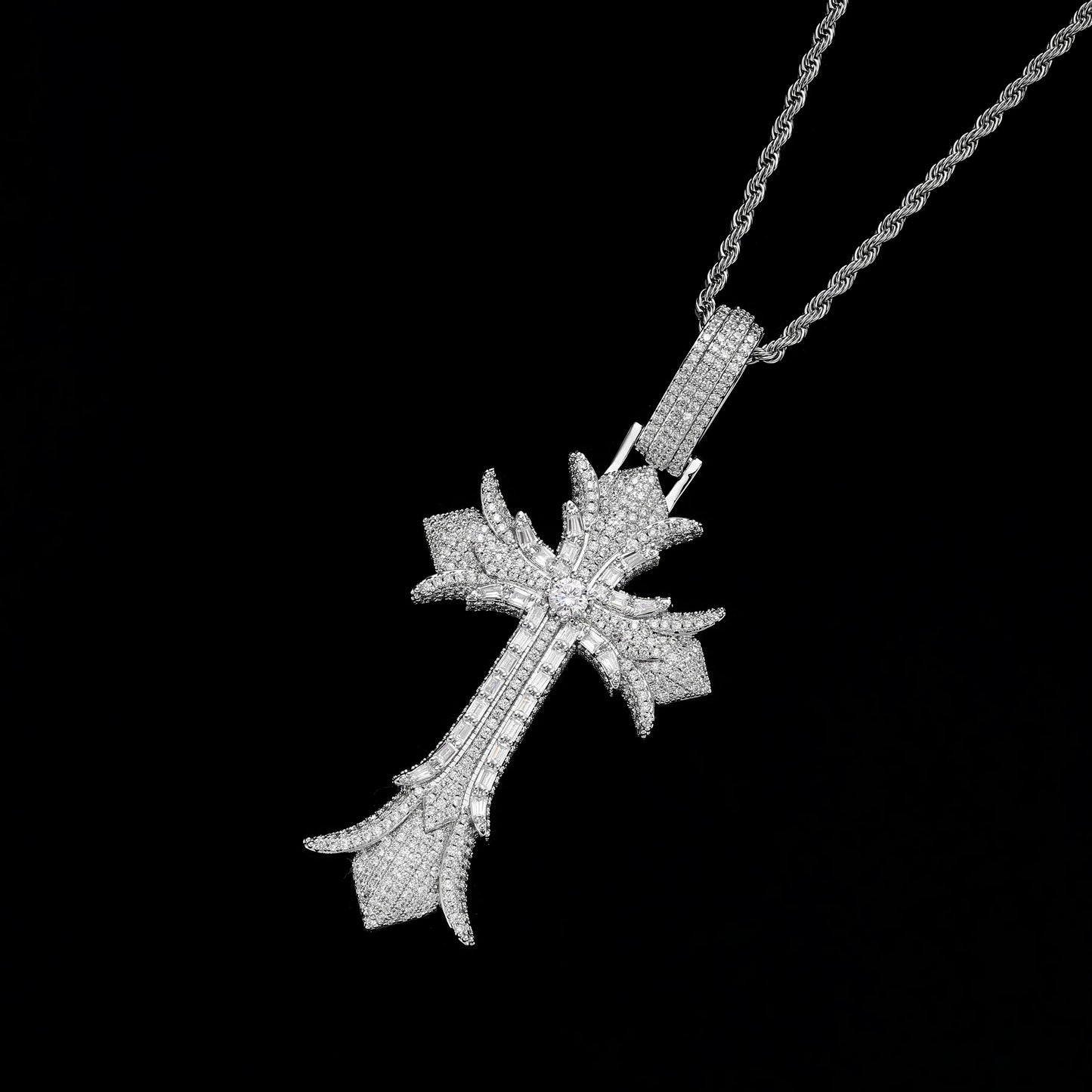 Iced Gothic Cross Pendant