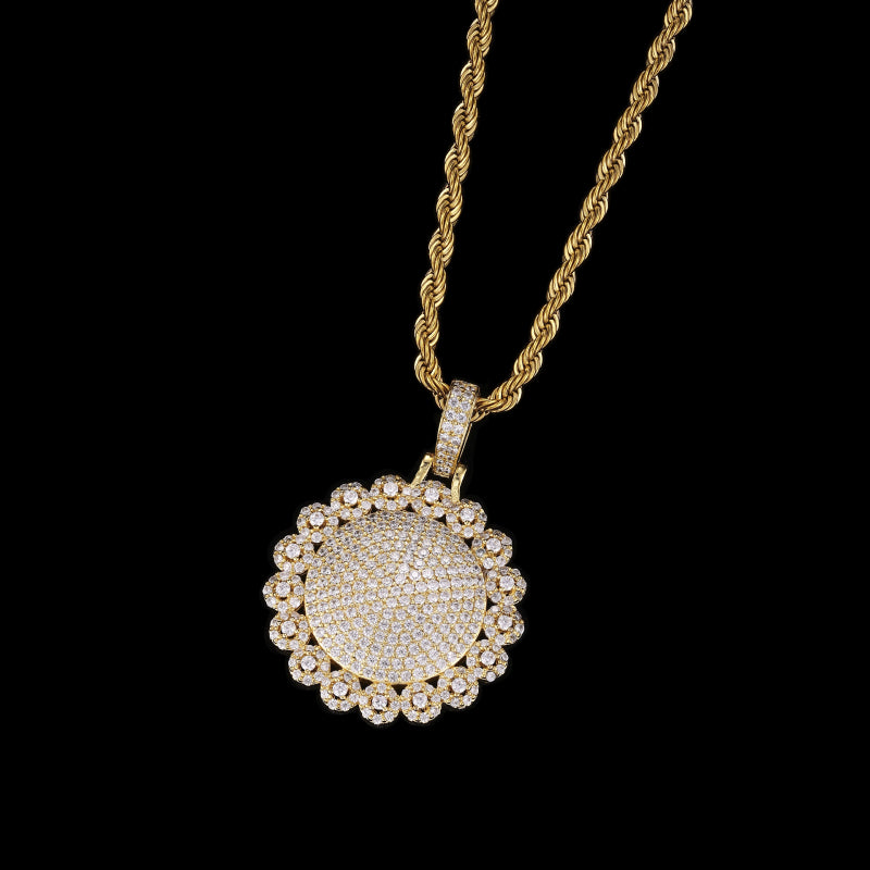 Iced Round Halo Pendant