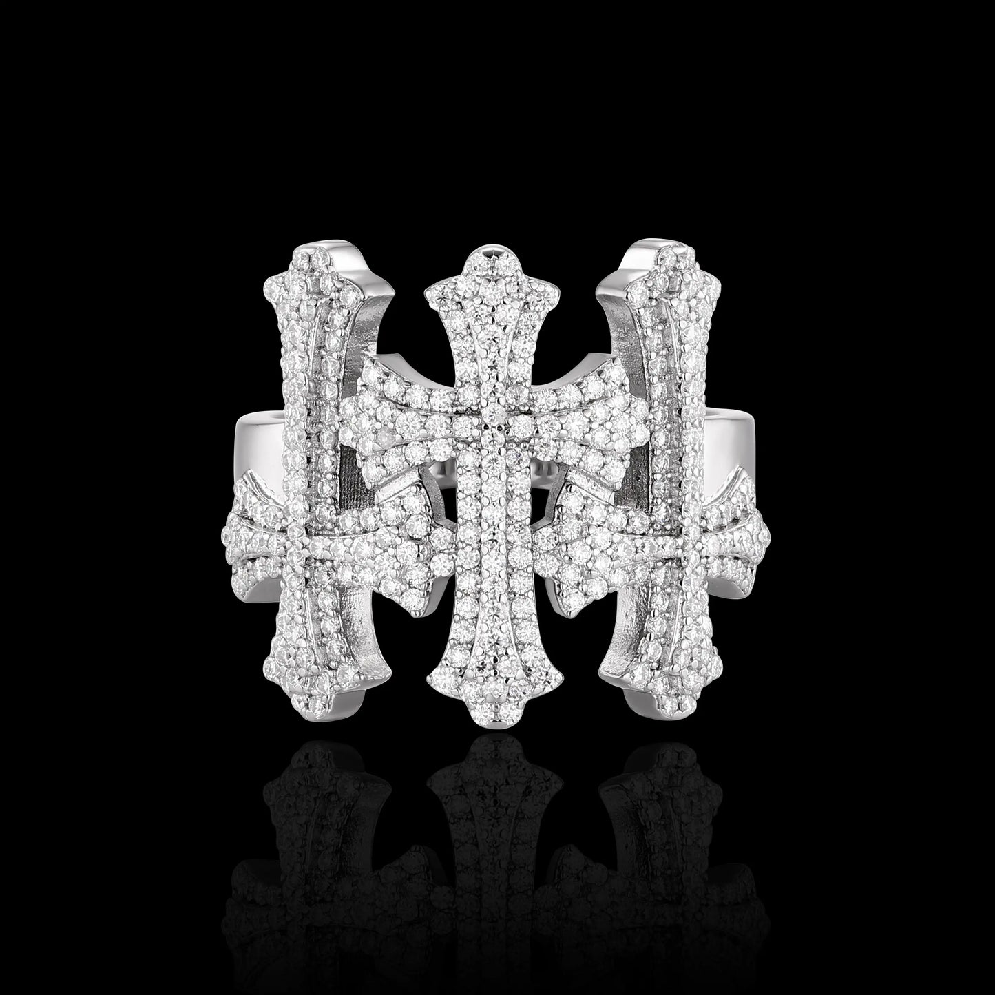 S925 Moissanite Triple Cross Ring