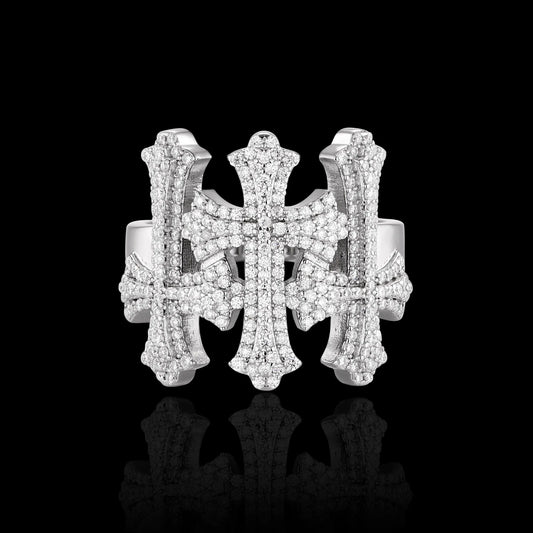 S925 Moissanite Triple Cross Ring
