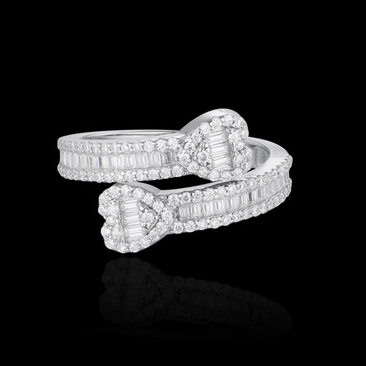 S925 Moissanite Baguette Clover Ring