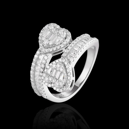 S925 Moissanite Baguette Heart Ring