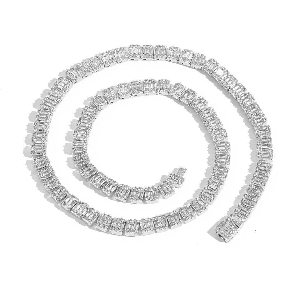 S925 Moissanite 9MM Baguette Tennis Chain
