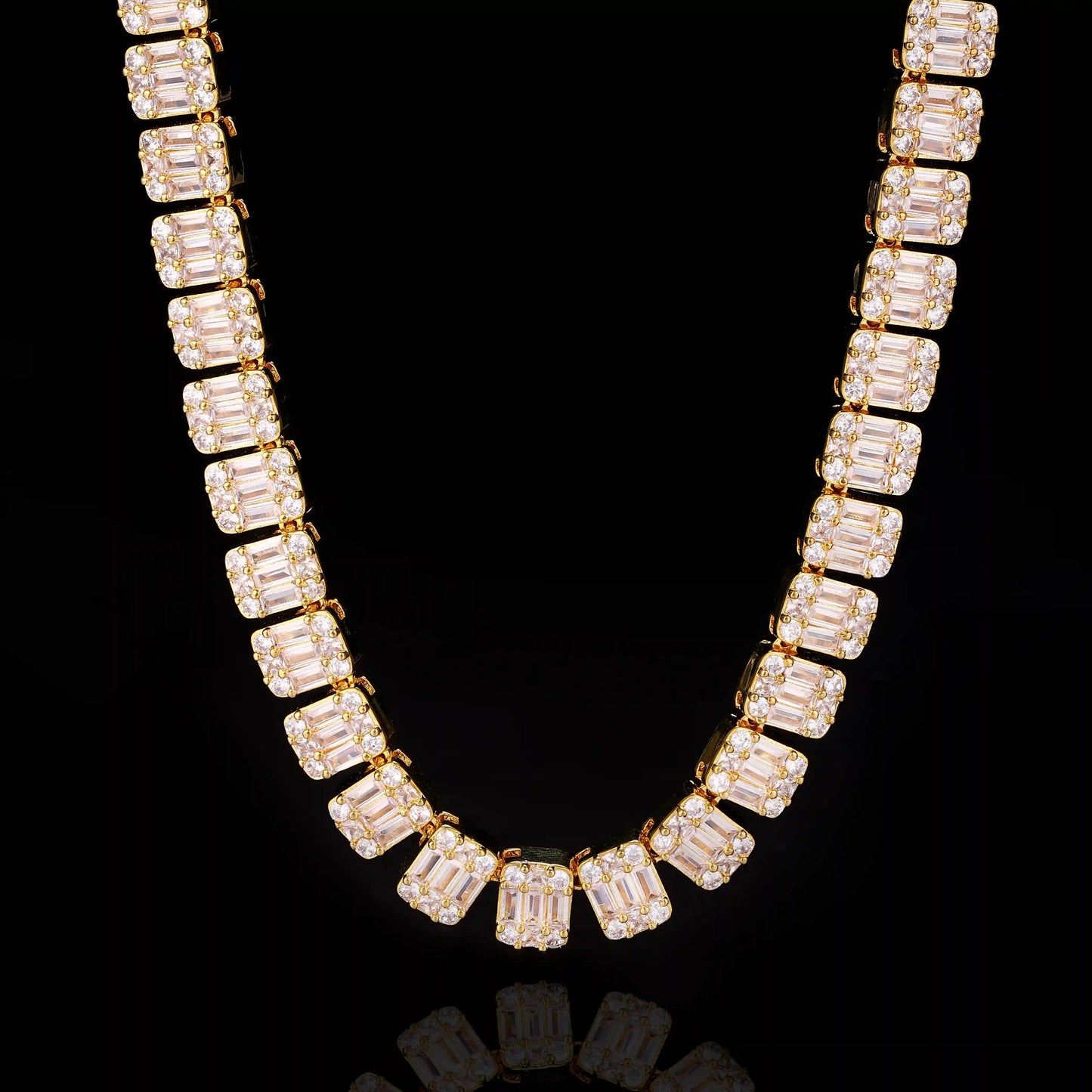 S925 Moissanite 9MM Baguette Tennis Chain