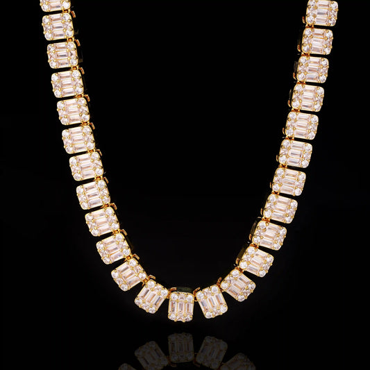 S925 Moissanite 9MM Baguette Tennis Chain