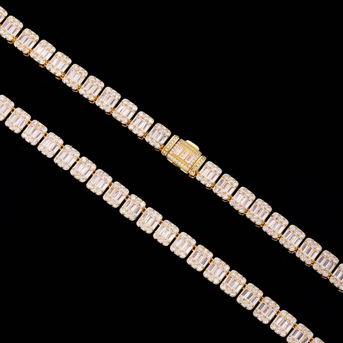 S925 Moissanite 9MM Baguette Tennis Chain