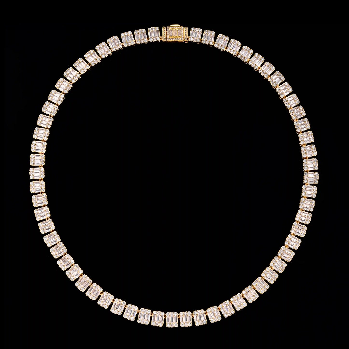S925 Moissanite 9MM Baguette Tennis Chain