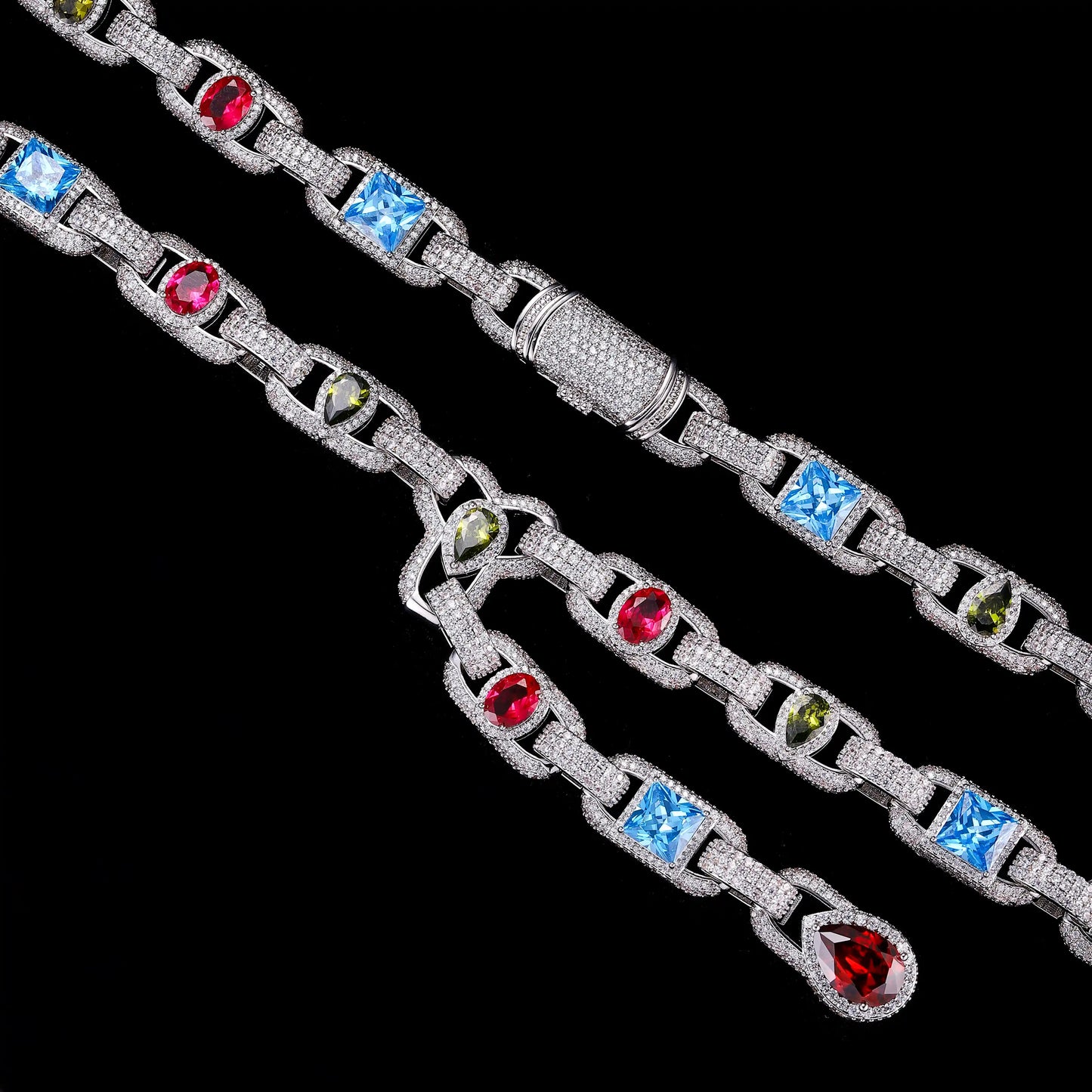 Multicolor Gemstone Teardrop Lariat Chain