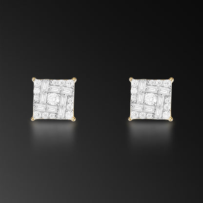 Moissanite Baguette Square Stud Earring