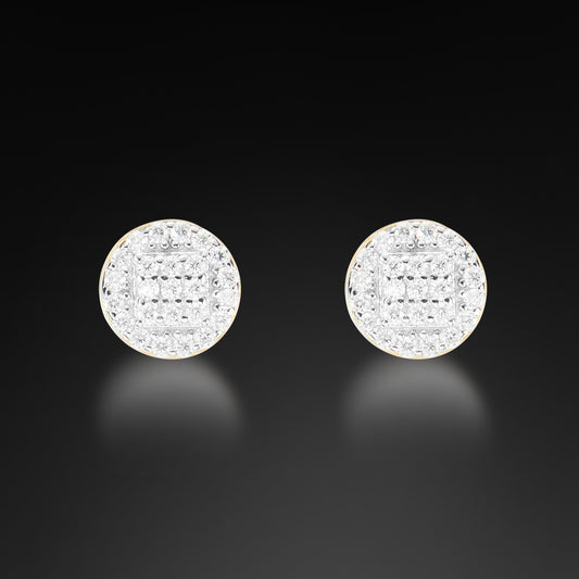 Moissanite Round Mix Square Stud Earring